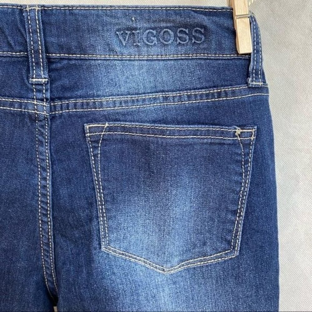 Vigoss The Jagger Stretch Demin Rhinestone Dark Blue Jeans Girls Size 14 - Picture 11 of 12